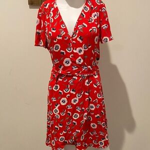 J. Crew Red Floral Mini Dress
